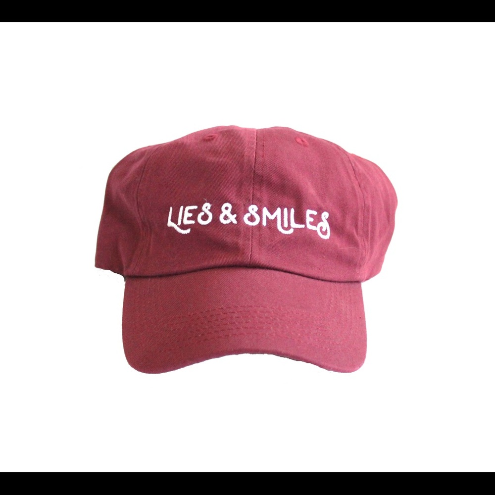 Lies and smiles dad hat Sylvia Plath deep maroon